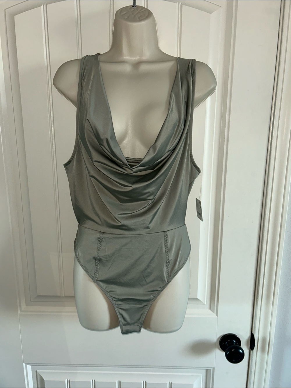 NWT Free People Intimately Satin Olive Green Bodysuit Sz S